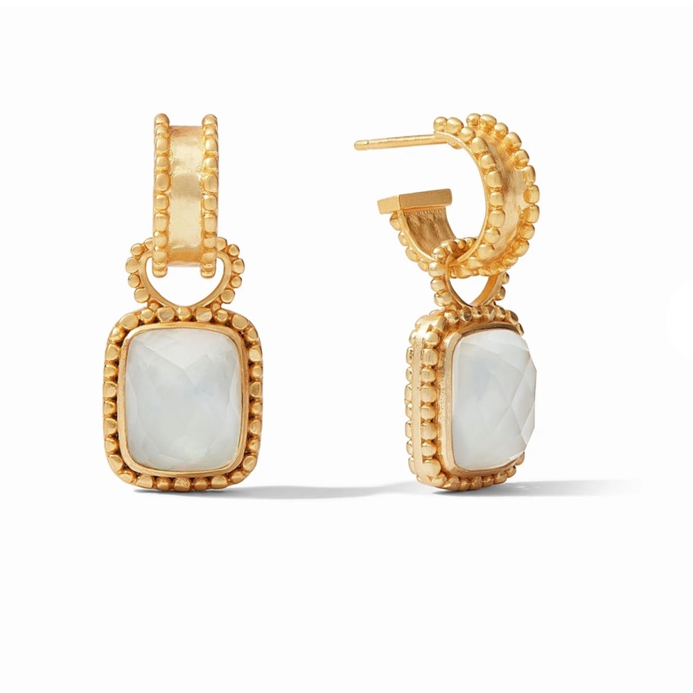 $165 Julie Vos Marbella Hoop & Charm Earring Color Iridescent Clear